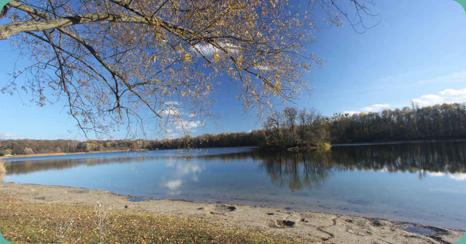 Nymphensee mit wildbewachsener Insel